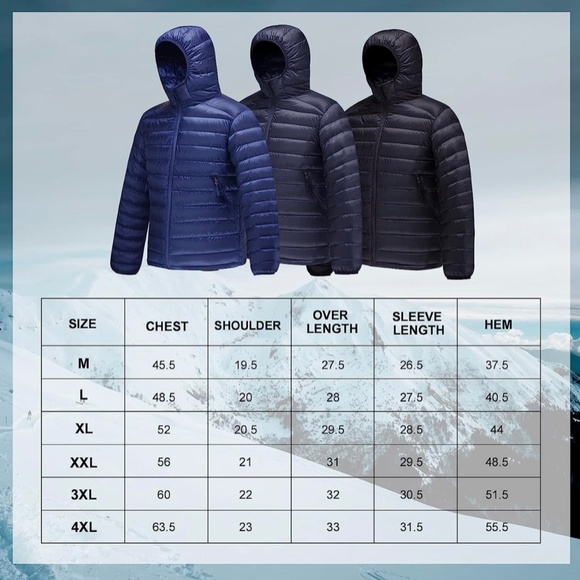 Lesmart Men Down Jacket Hooded Lightweight Packable Puffer Jacket Water-Resisten - Picture 4 of 4